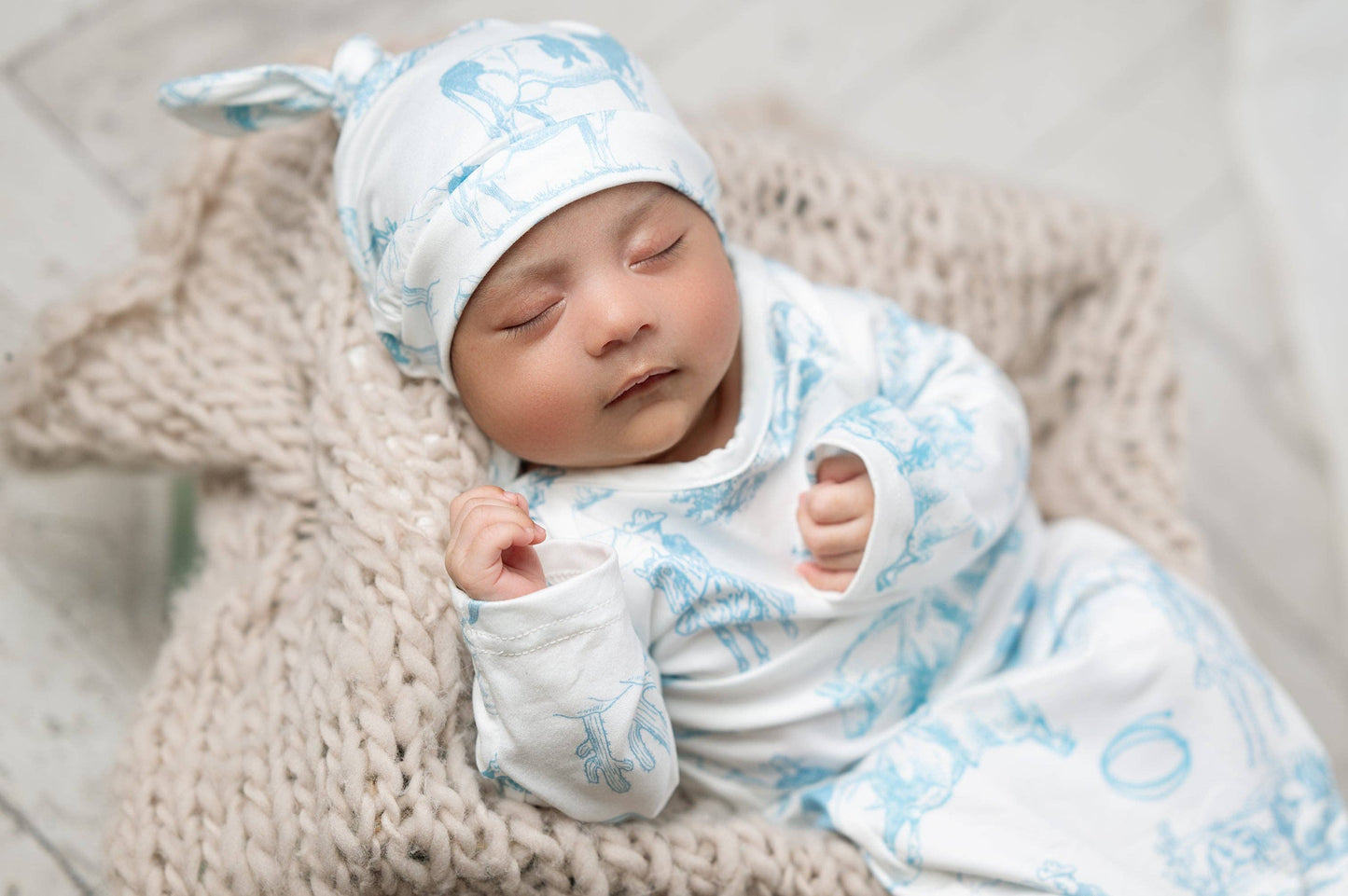 Cowboy Baby Gown and Hat