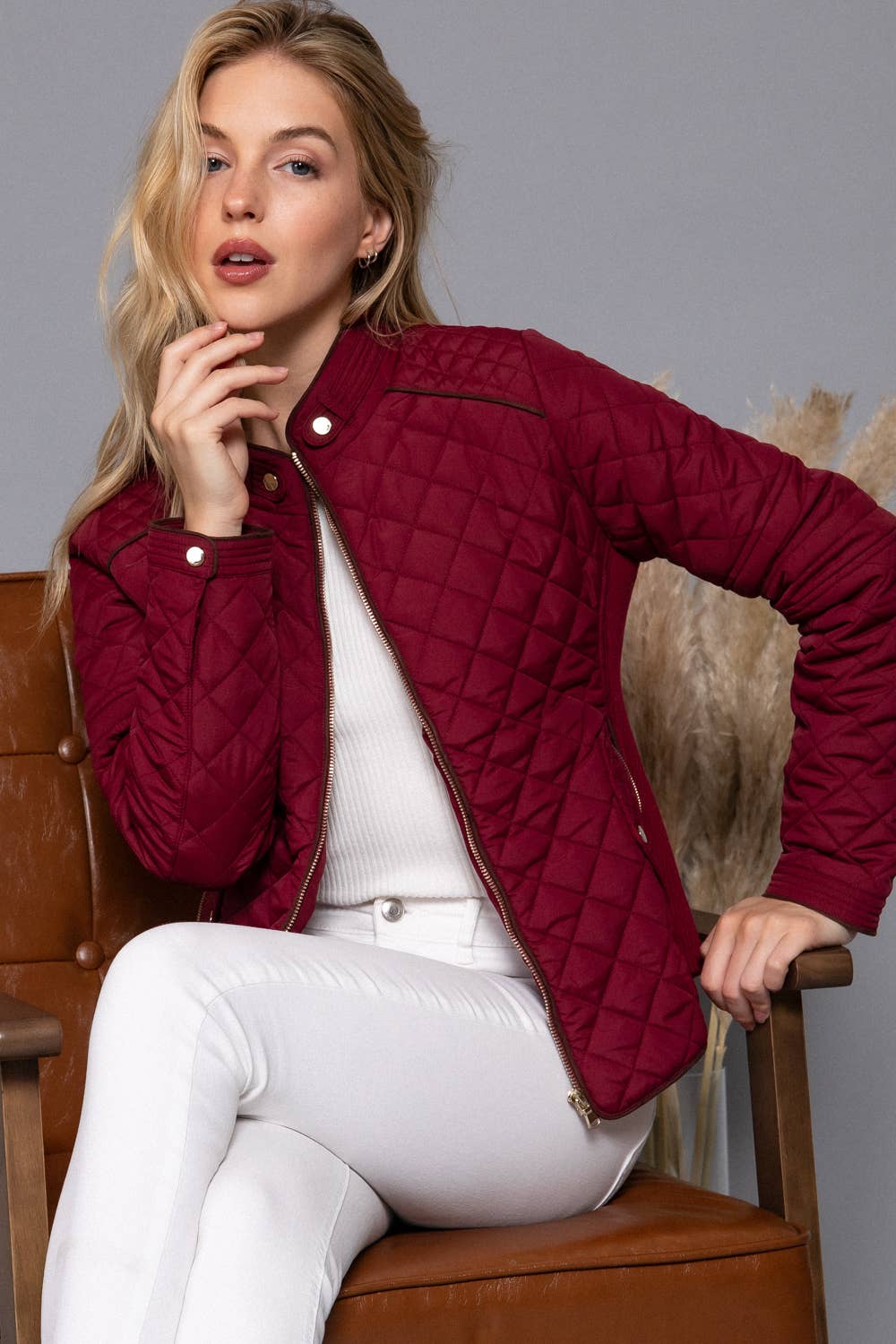 Dark Wine Quilted Jacket