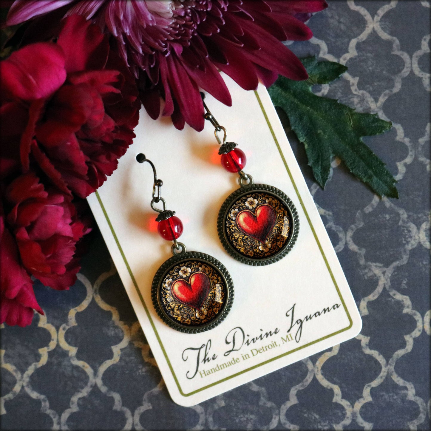 Ornate Heart Earrings