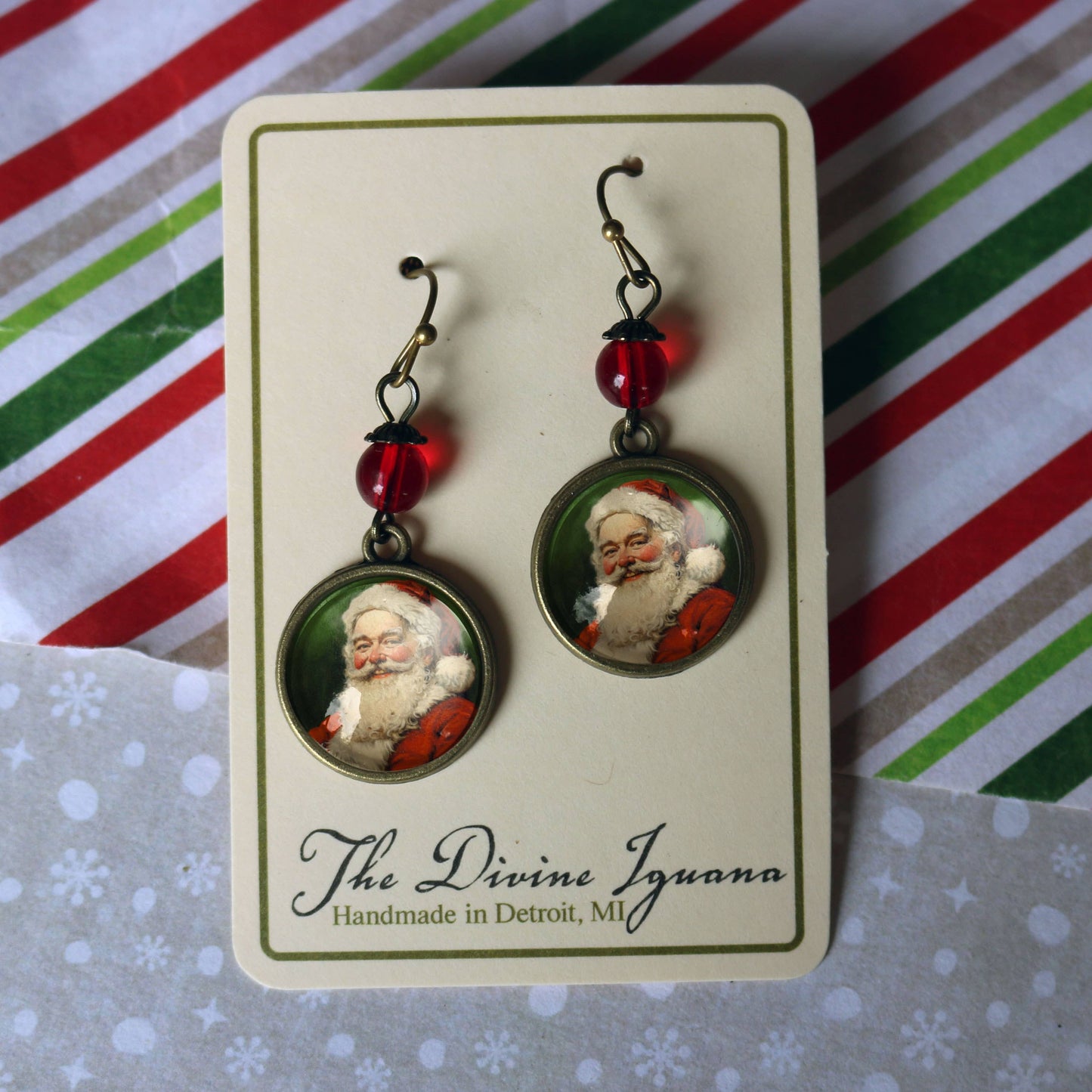 Victorian Santa Claus Christmas Earrings