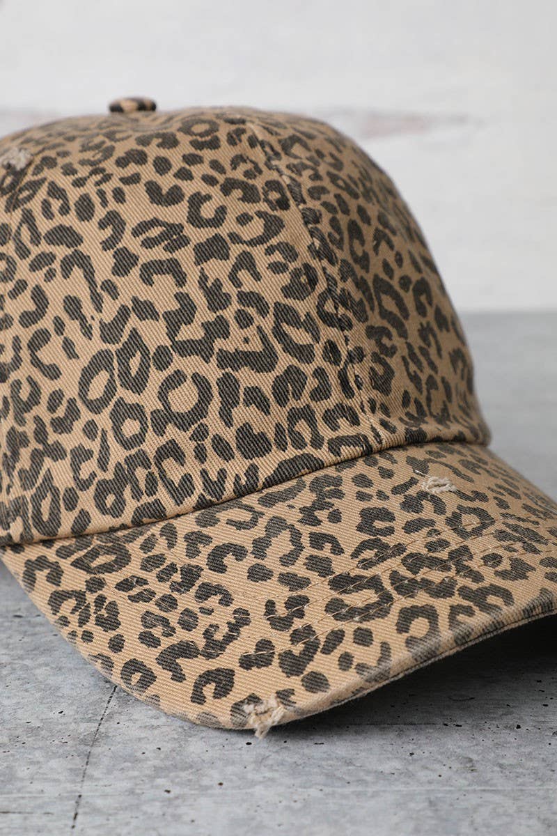 Leopard Distressed Baseball Cap