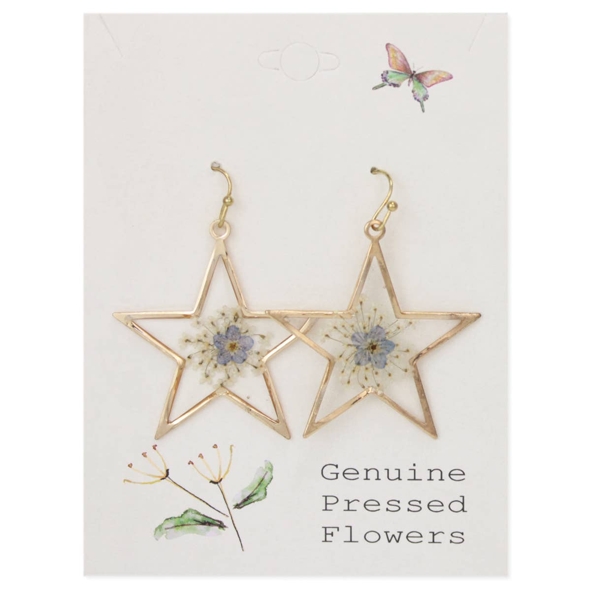Gold Star Dried Flower Earrings