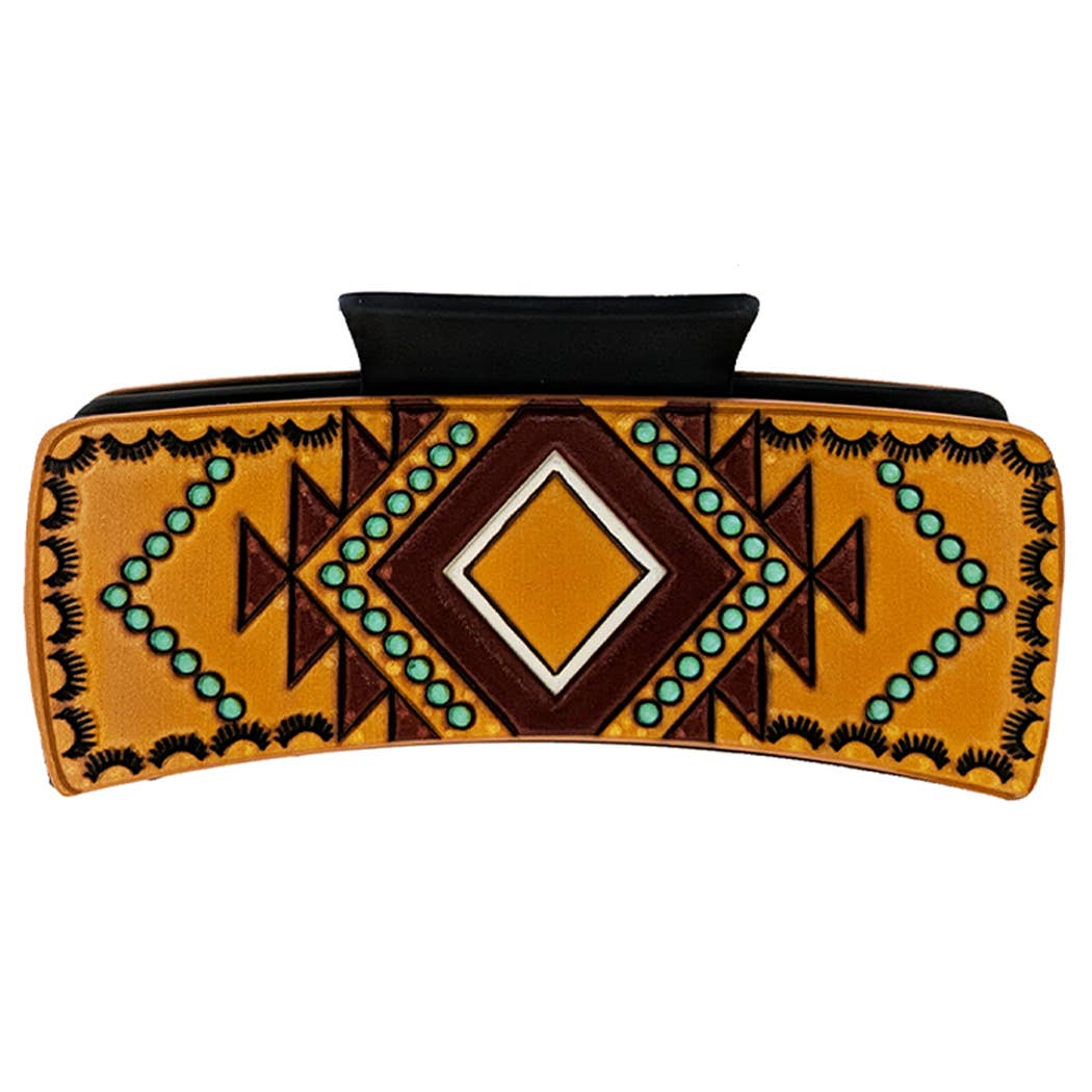 Western Aztec Leather Hair Claw