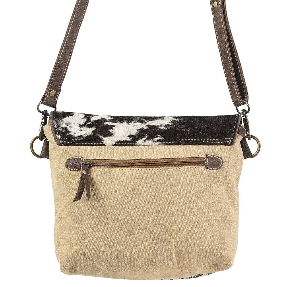 Crossbody Upcycled Cowhide & Canvas Bag