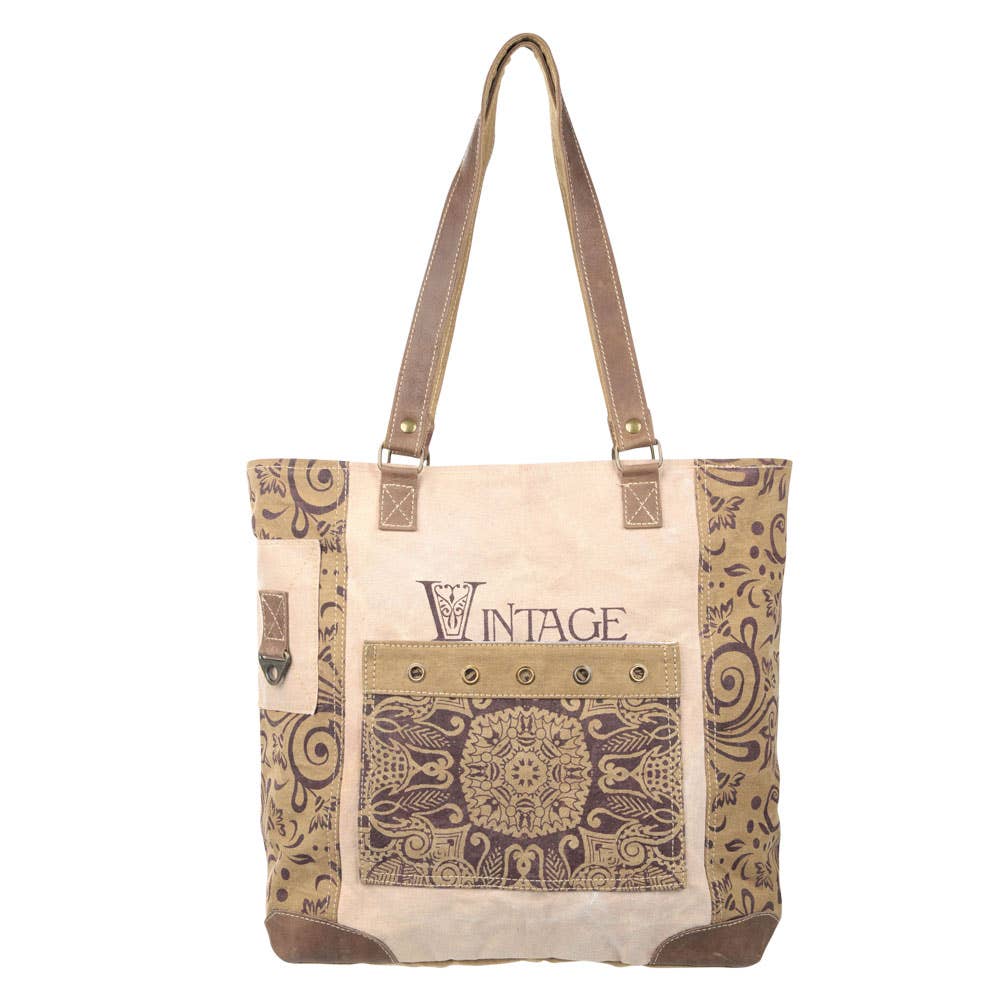 Vintage Flower Canvas Tote