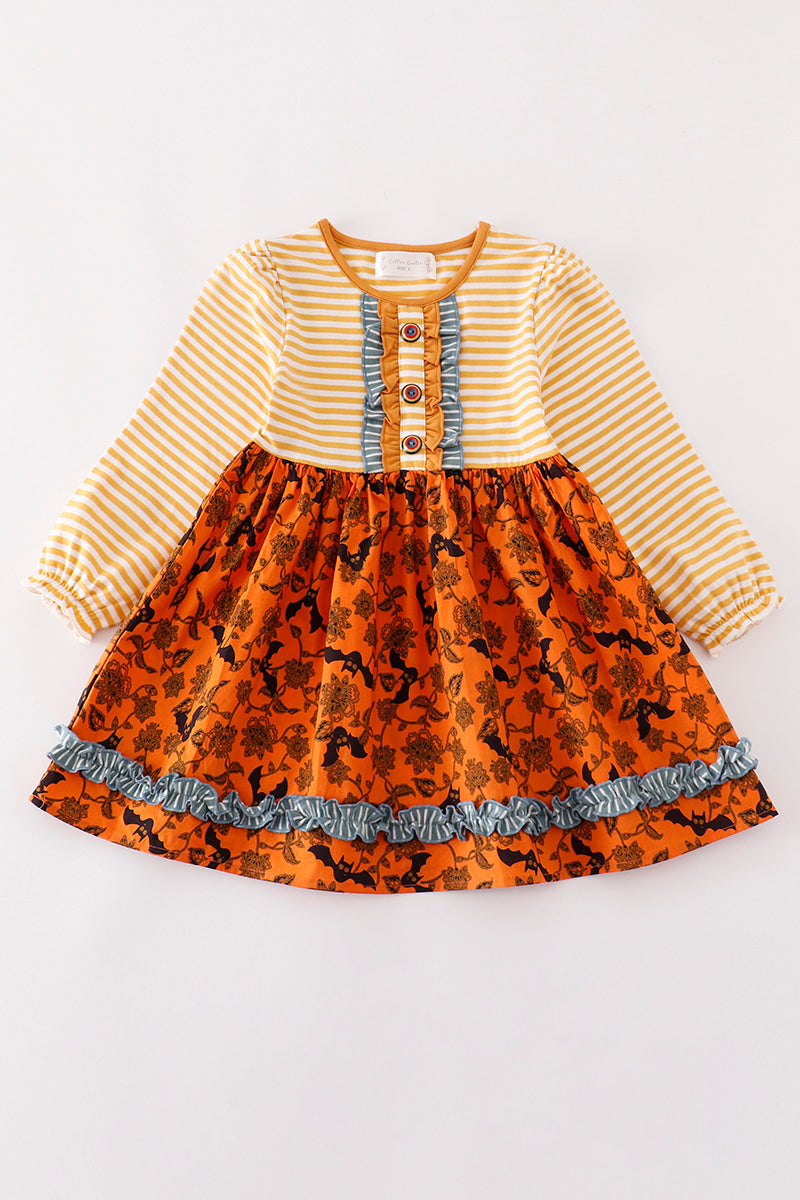 Kids Halloween Print Stripe Dress
