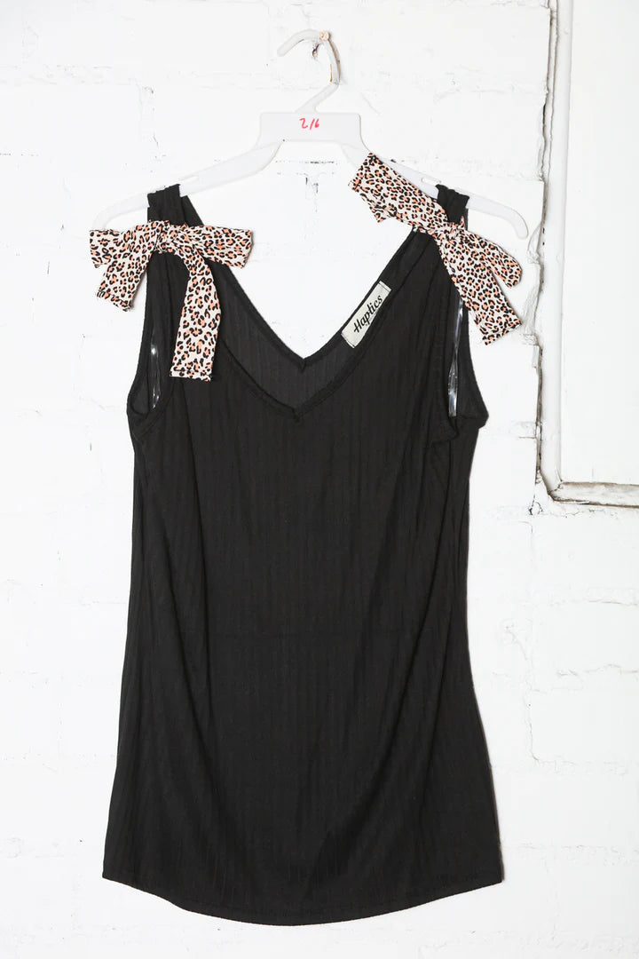 Black Animal Bow Tank Top