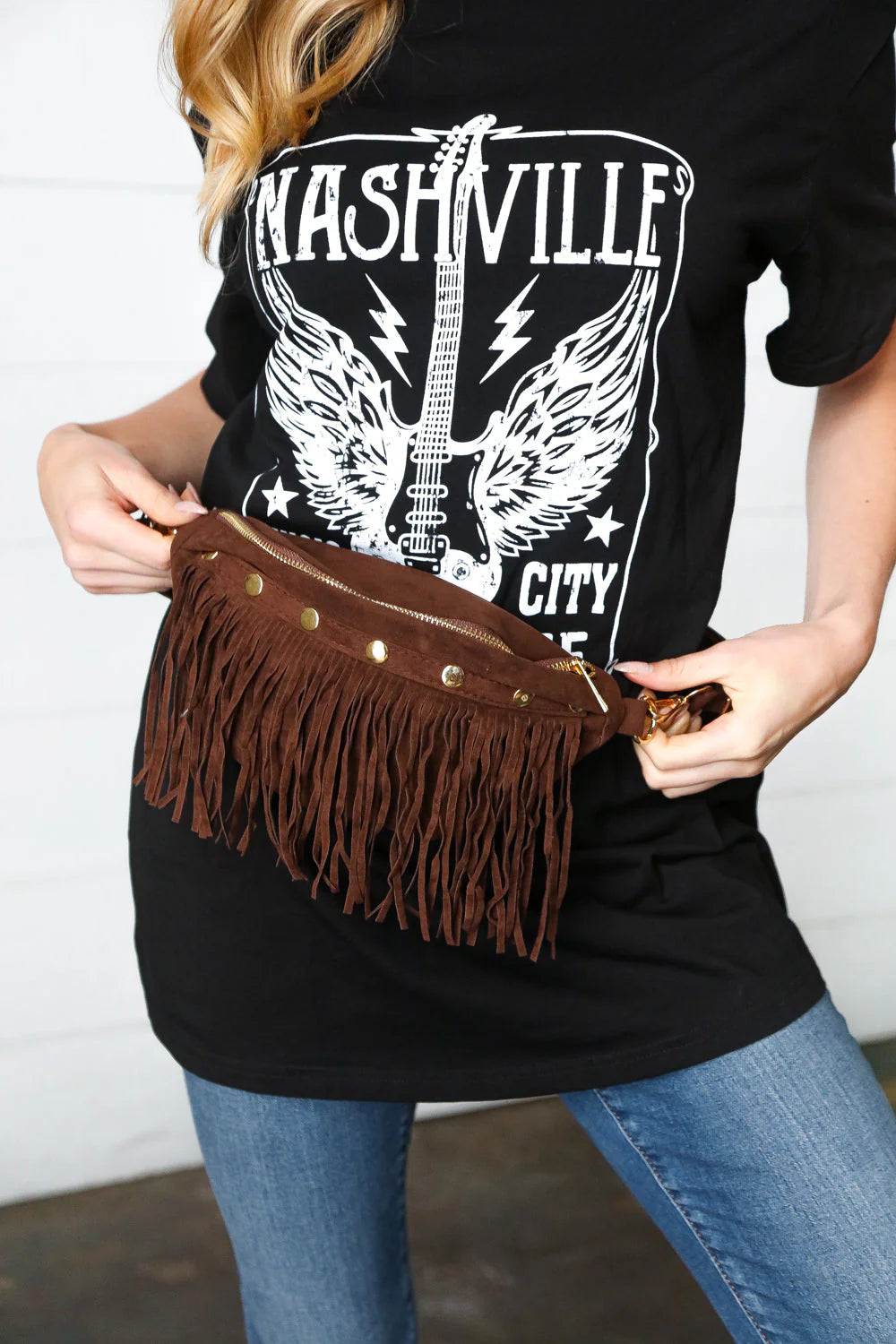 Brown Vegan Suede Fanny Pack
