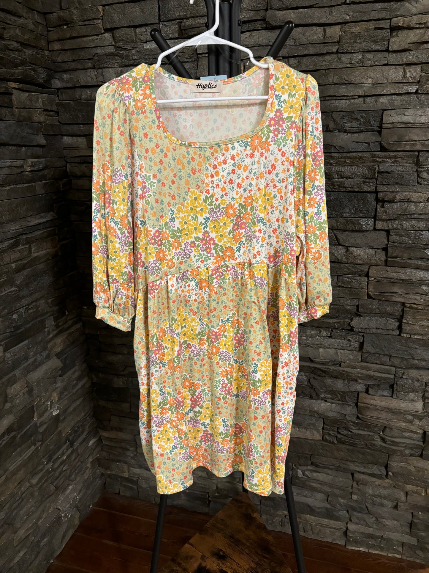 Yellow Springtime Babydoll Dress with Pockets