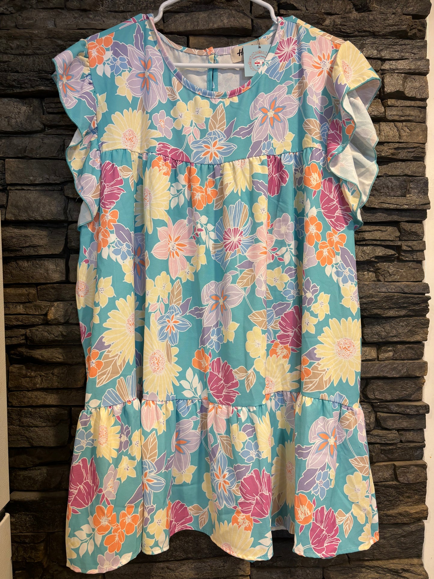 Teal Flower Dress