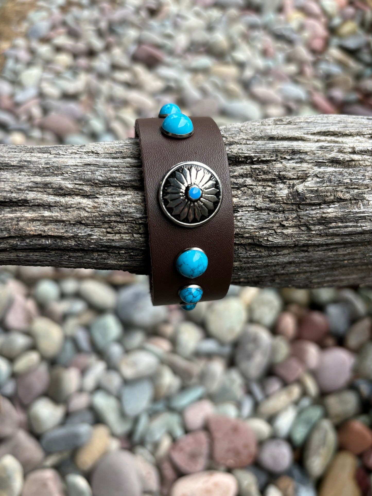Brown Leather Turquoise Bracelet