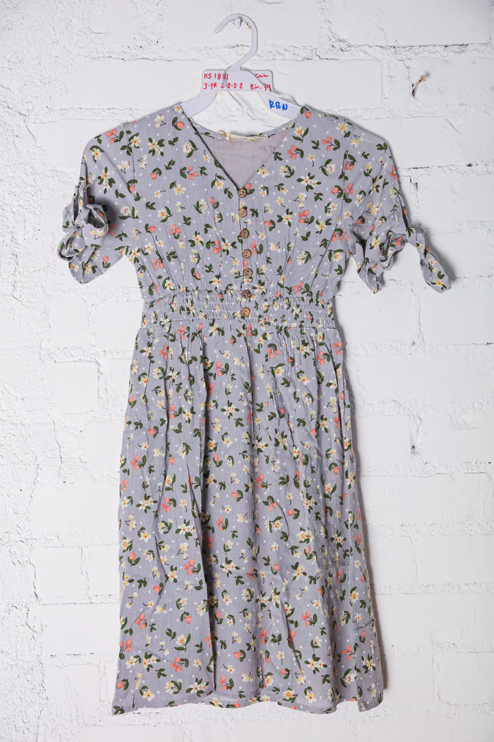 Kids Cloud Floral Smock Waist Dress