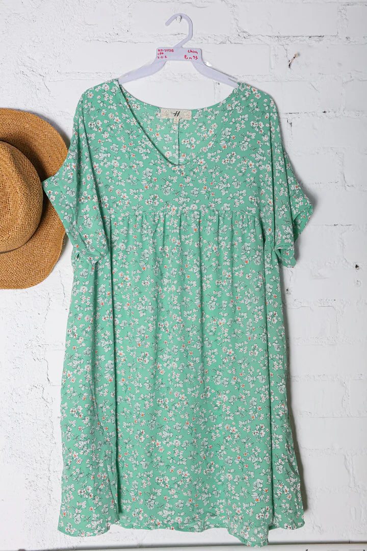 Mint Floral Dress with Pockets