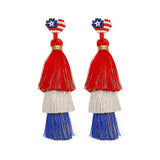 Red, White, & Blue Tassel Earrings
