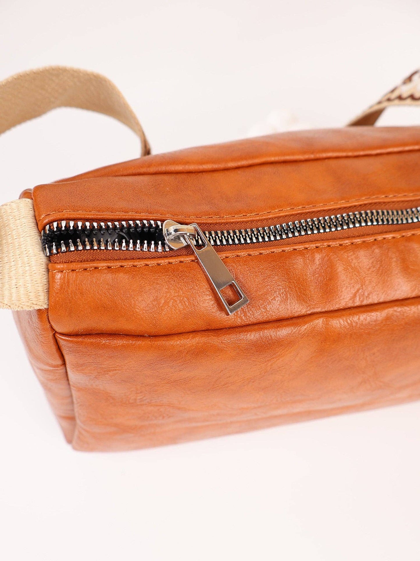 Brown Zipper Crossbody Bag