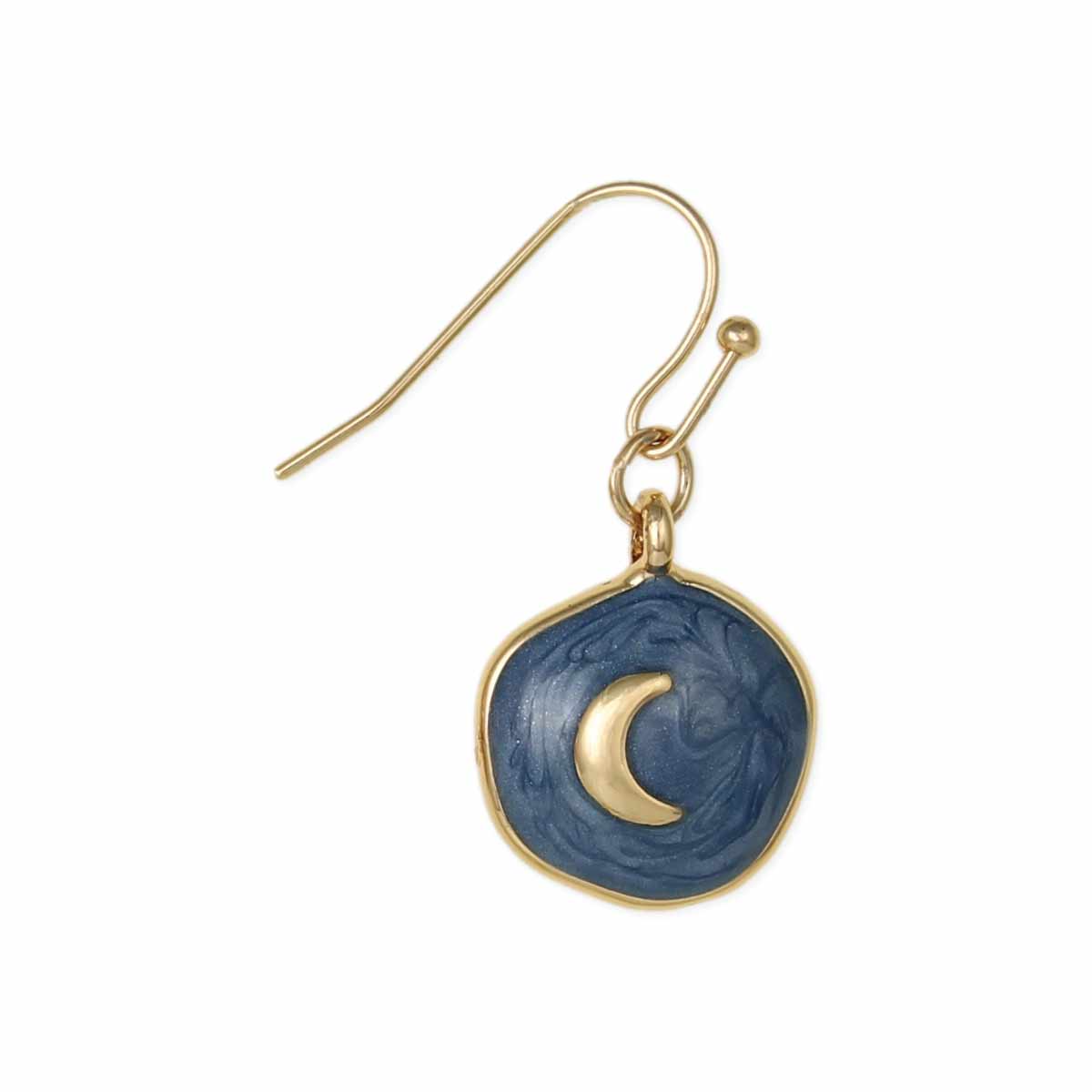 Vintage Celestial Blue Moon Gold Earrings