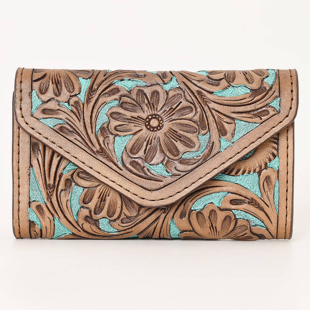 Brown & Teal Leather Wallet