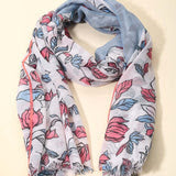 Blue & Pink Floral Scarf