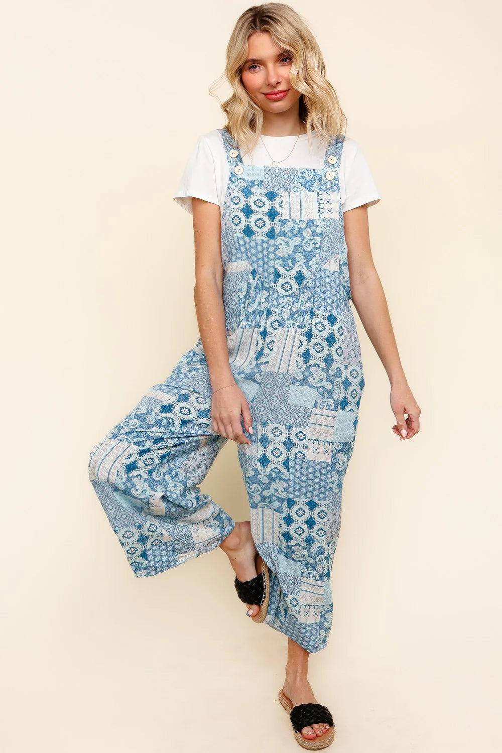 A Bohemian Patchwork Sleeveless Jumpsuit