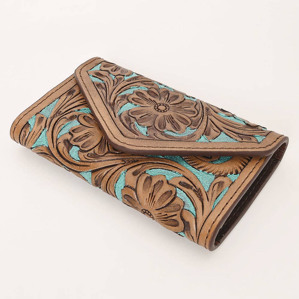Brown & Teal Leather Wallet