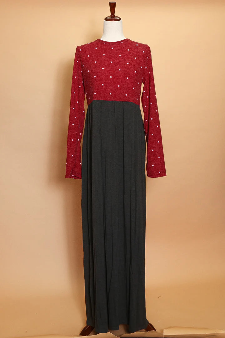 Charcoal and Red Dot Dress