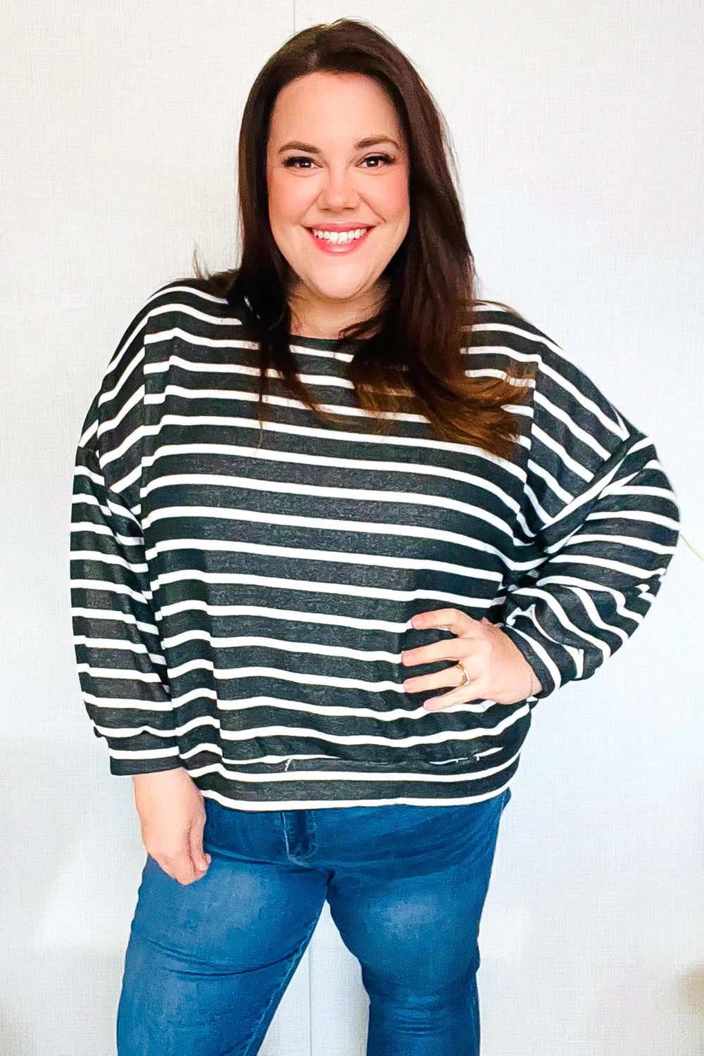 Charcoal Stripe Dolman Pullover