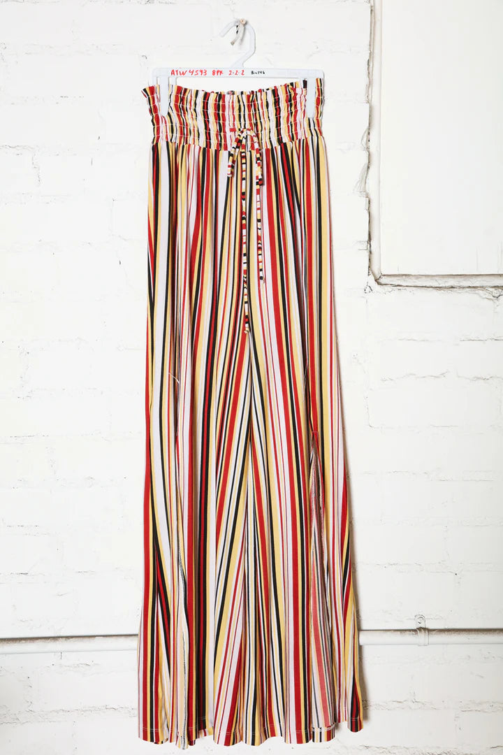 Colorful Striped Slit Leg Pants
