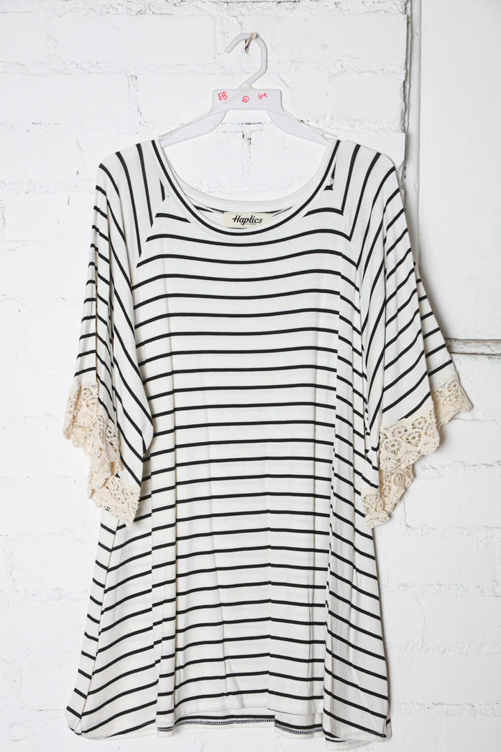 Crochet Lace Striped Top