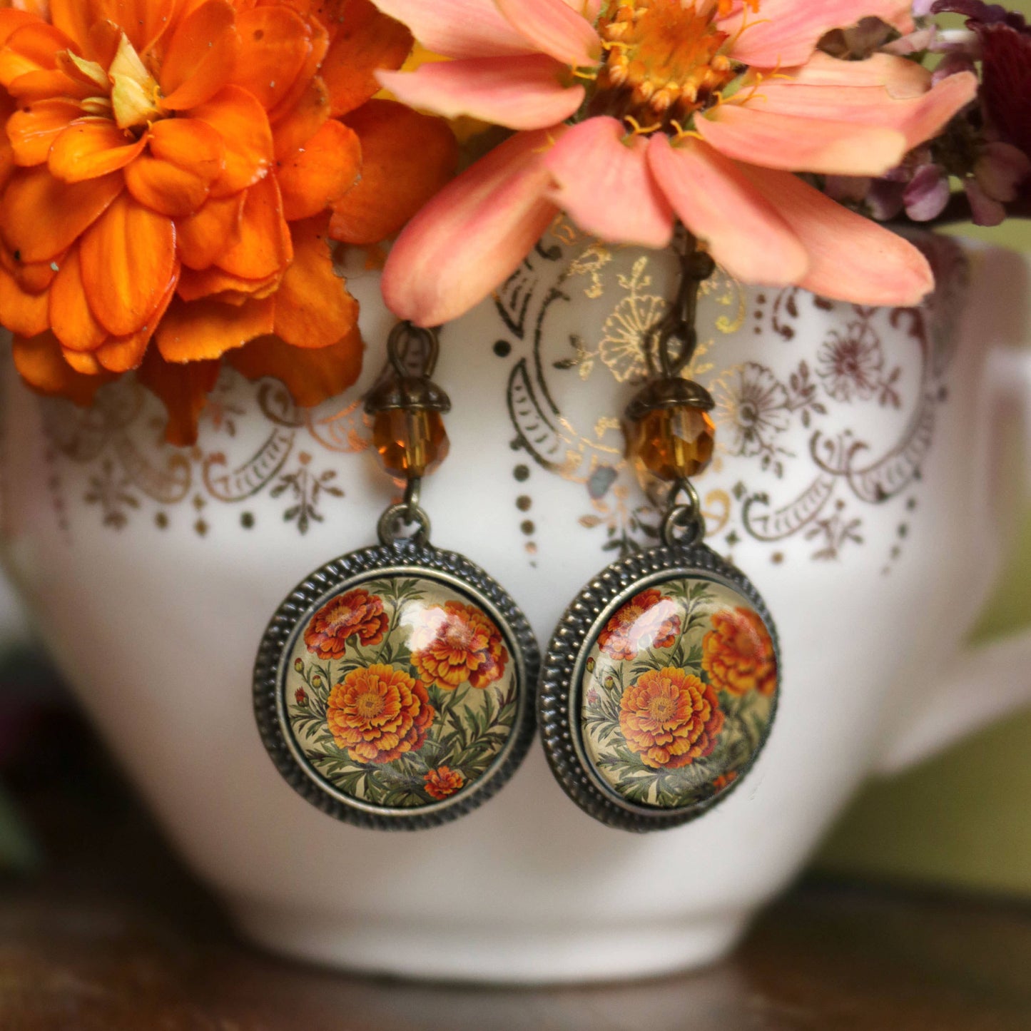 Marigold Flower Earrings