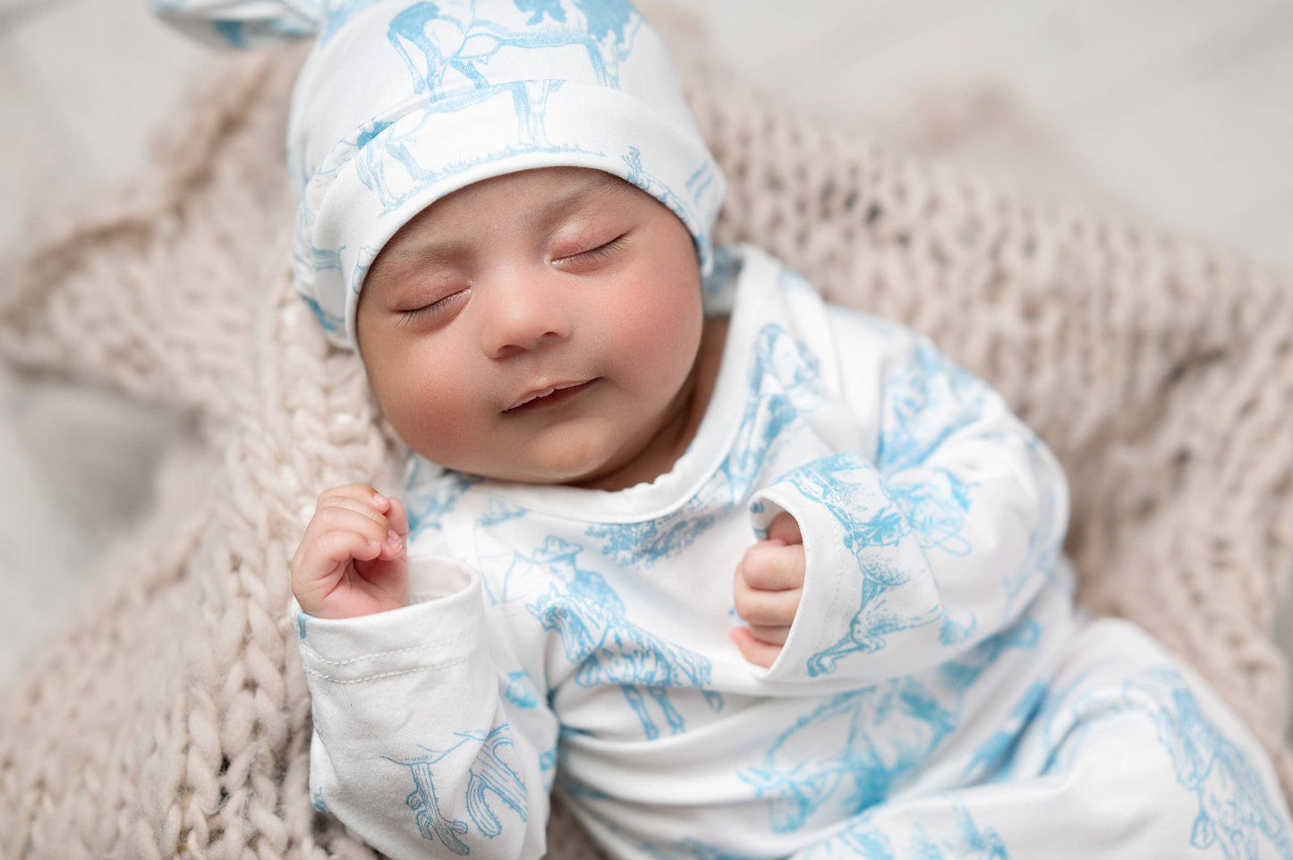 Cowboy Baby Gown and Hat