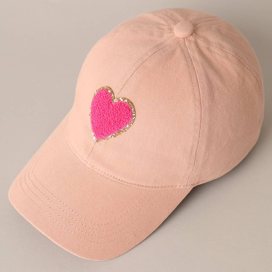 Chenille Heart Baseball Cap