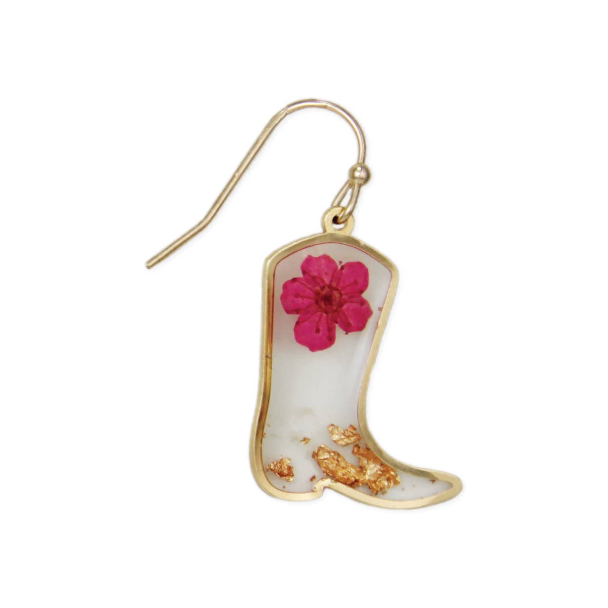 Dried Flower Cowboy Boot Earrings