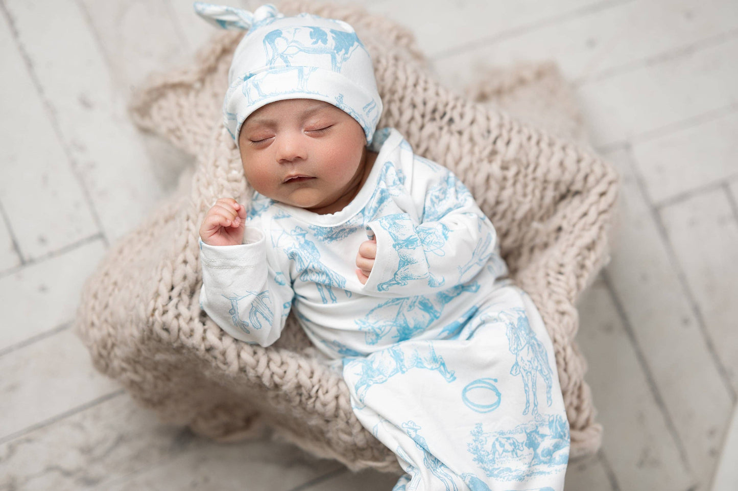 Cowboy Baby Gown and Hat