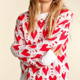 Red and Ivory Heart Sweater