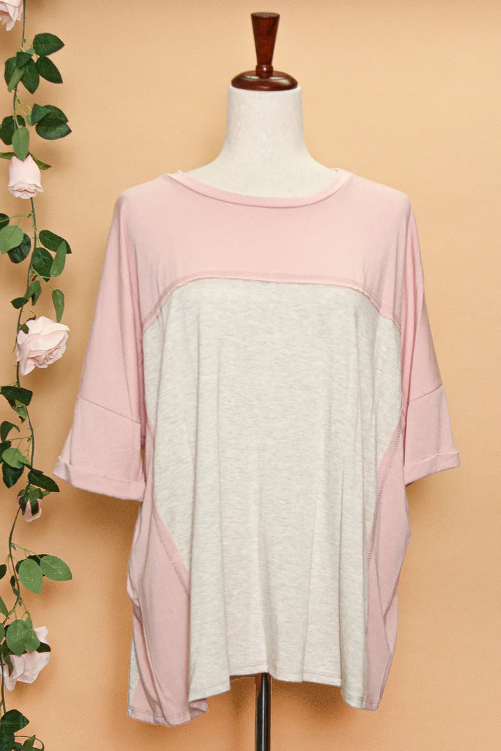 Pink and Taupe Loose Fit Tee