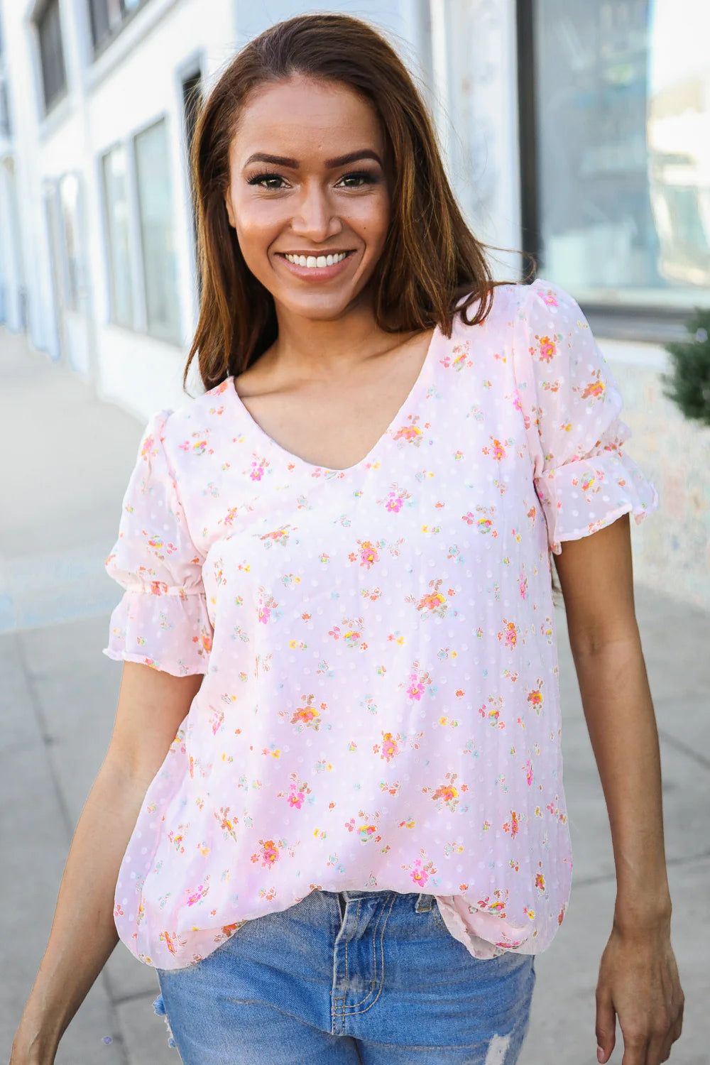 Pink Floral Lined Top