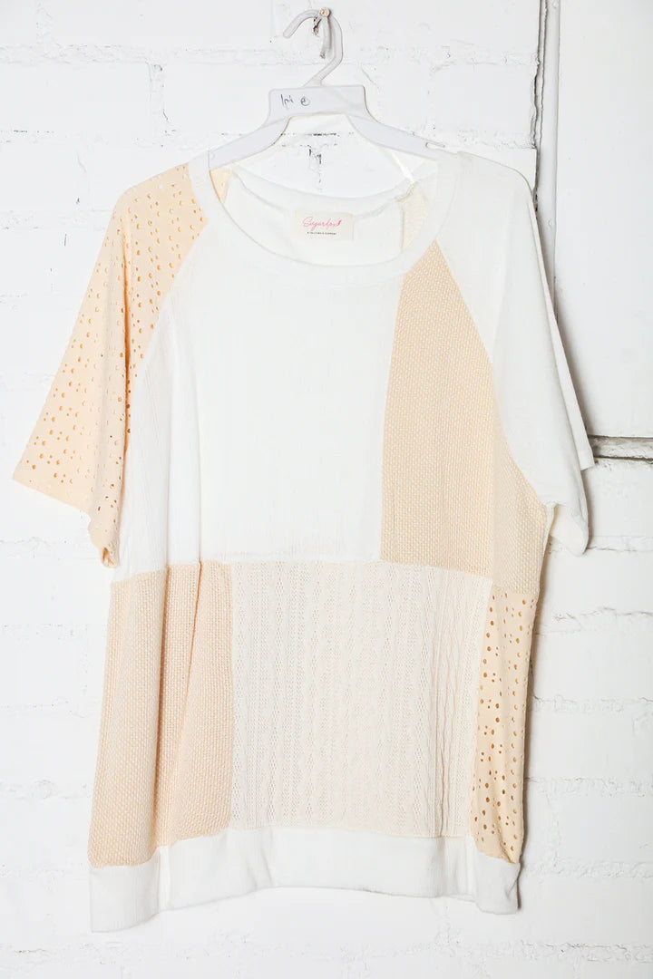 Ivory and Taupe Textured Top