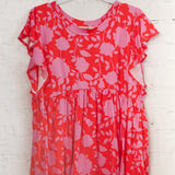 Red and Pink Floral Top