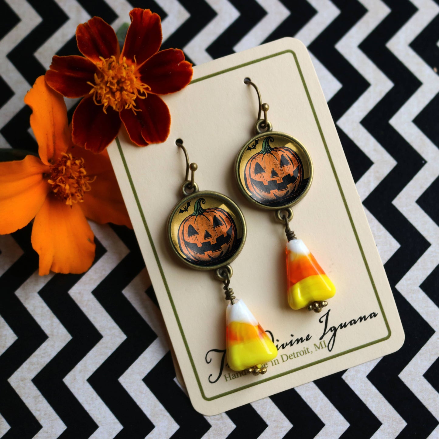 Candy Corn Jack O'Lantern Earrings