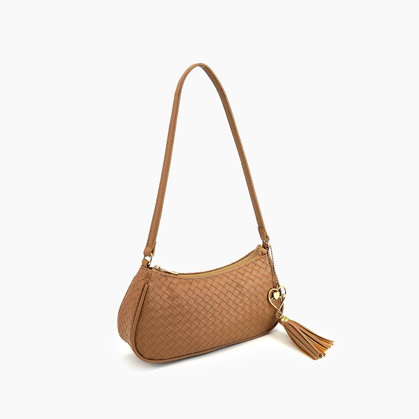 Heart Tassel Woven Shoulder Bag