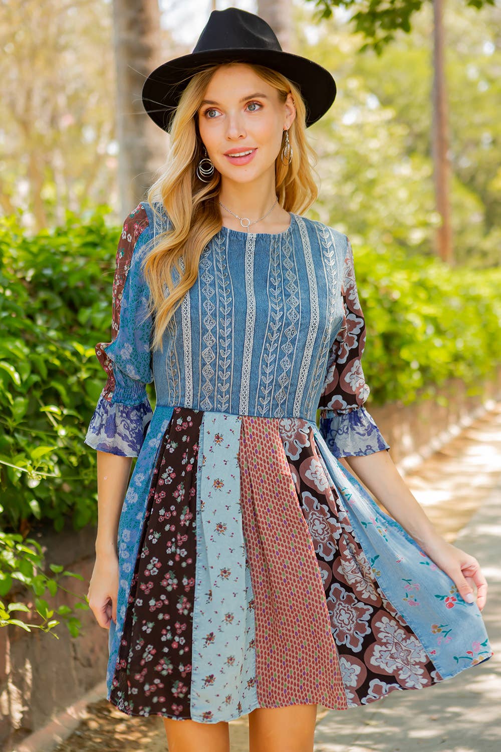 Boho Embroidered Western Mini Dress
