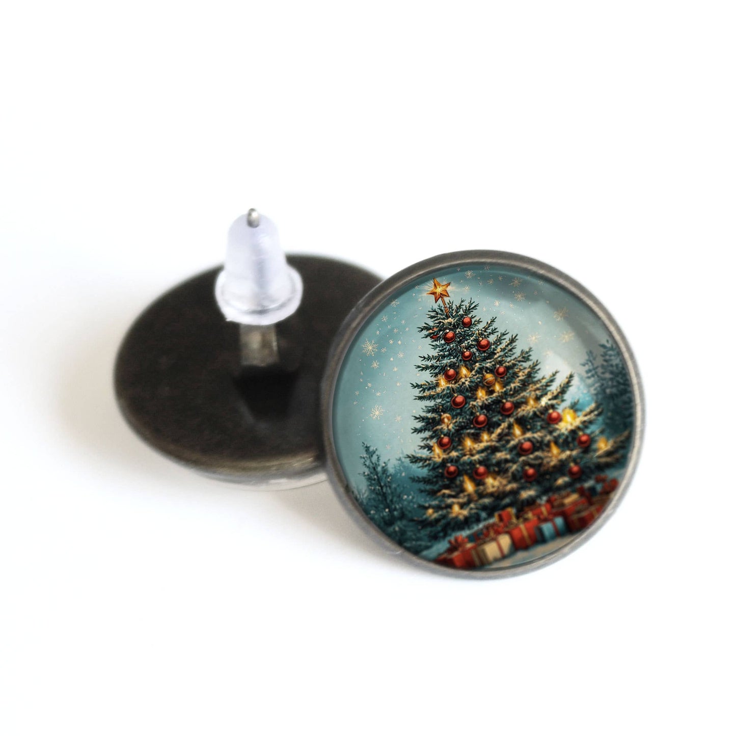 Victorian Christmas Tree Stud Earrings