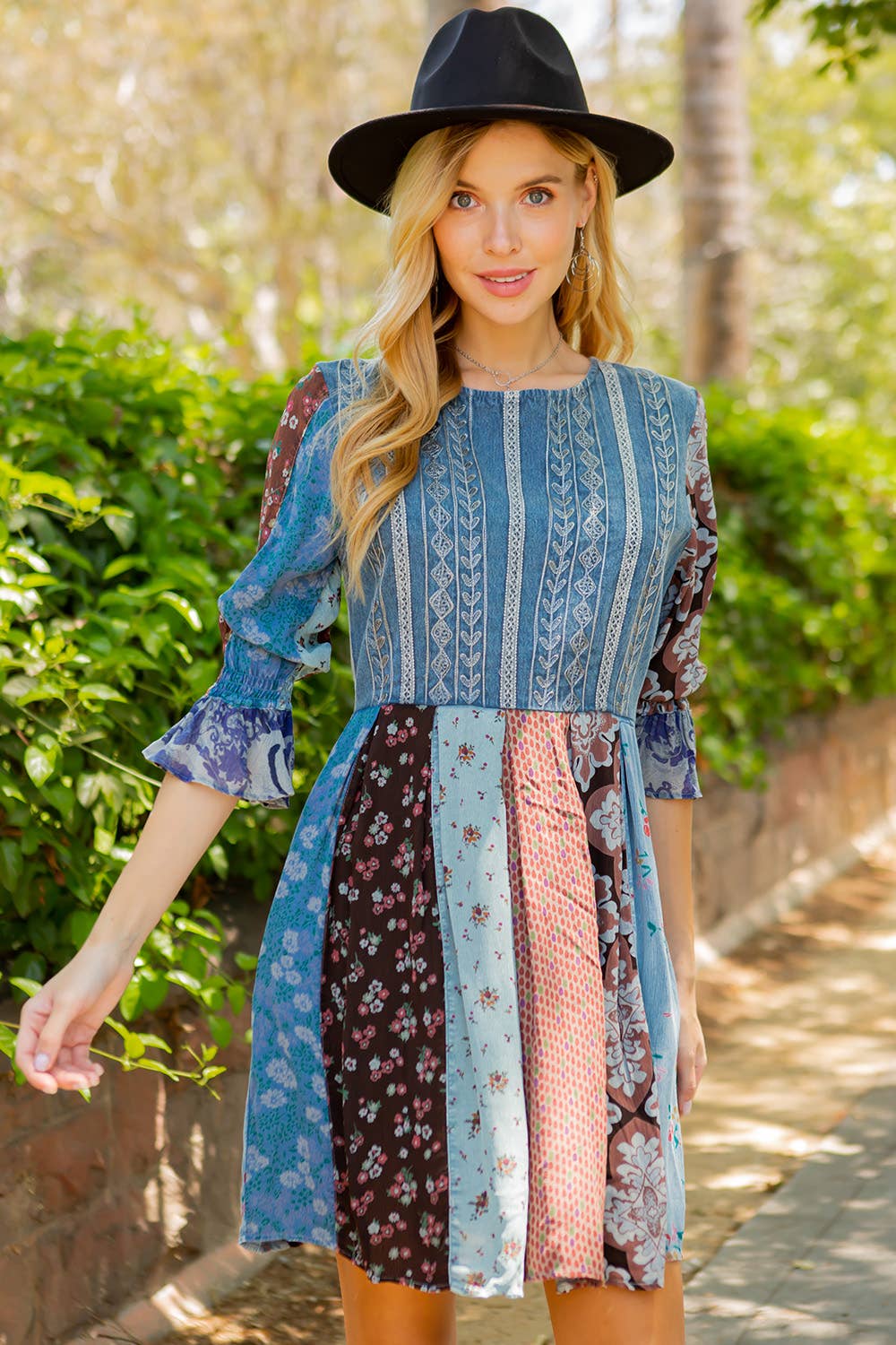 Boho Embroidered Western Mini Dress