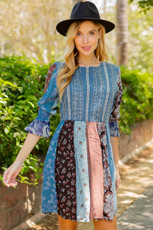Boho Embroidered Western Mini Dress