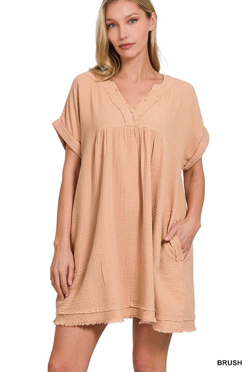 Blush Double Gauze Dress w/ Pockets