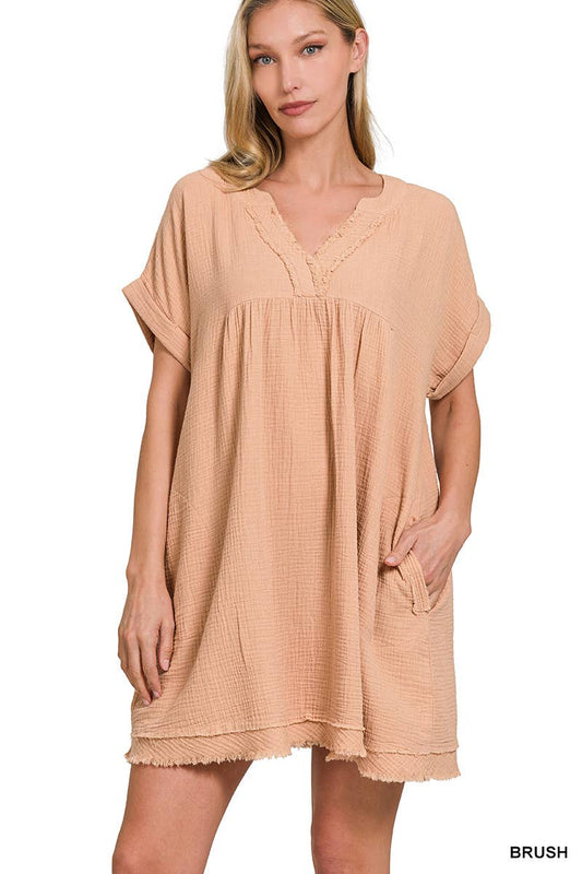 Blush Double Gauze Dress w/ Pockets