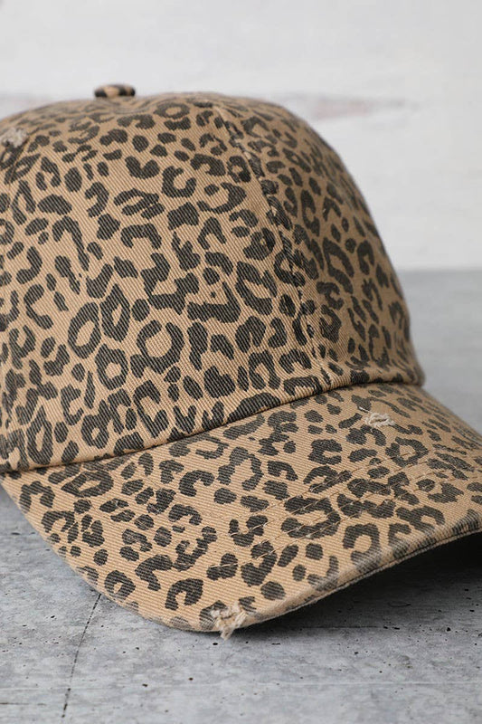 Leopard Distressed Baseball Cap