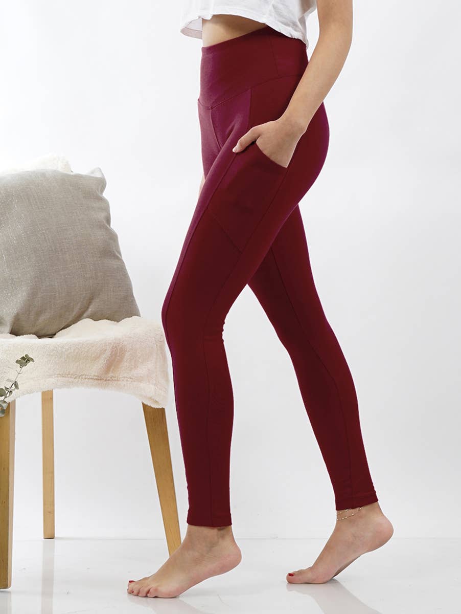 Burgundy Leggings with Pockets