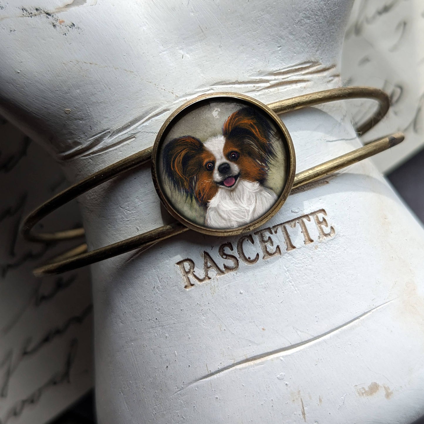 Papillon Glass Cabochon Cuff Bracelet