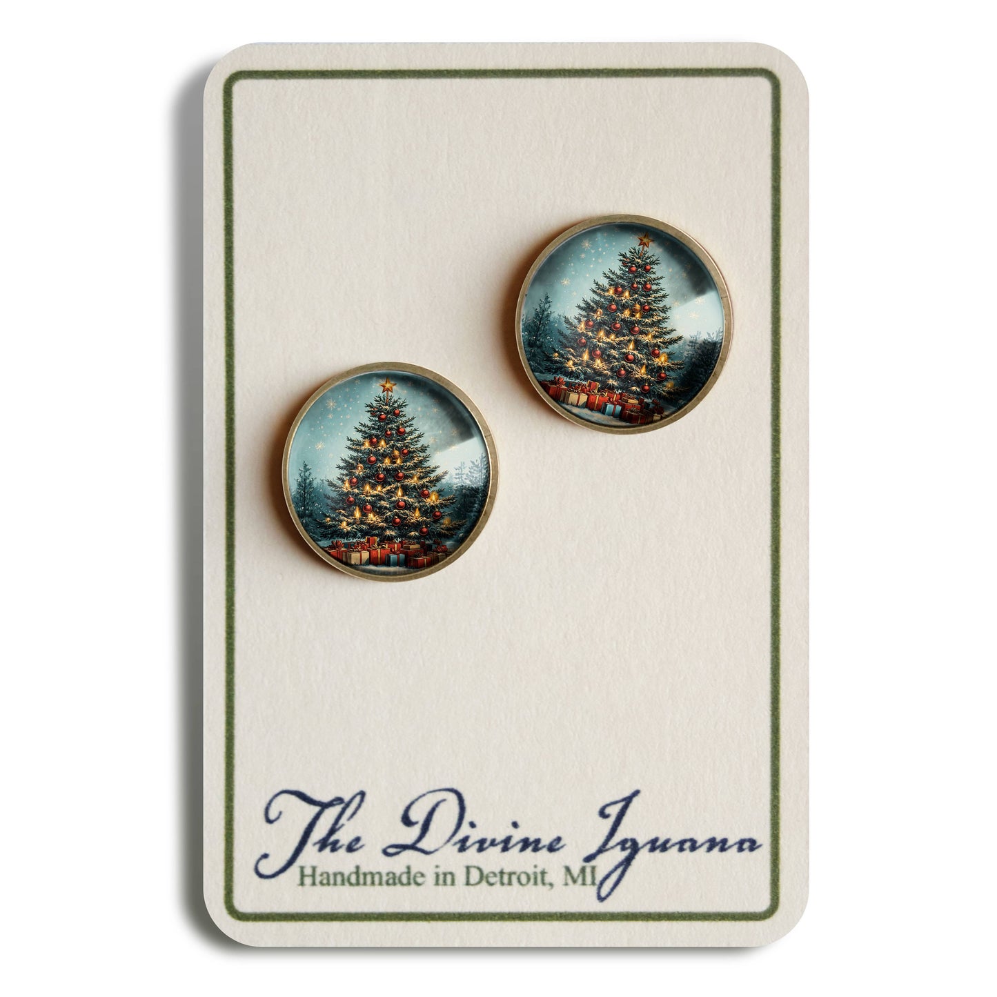 Victorian Christmas Tree Stud Earrings